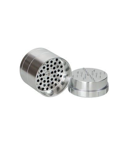 Stache 4 piece grinder silver with top off